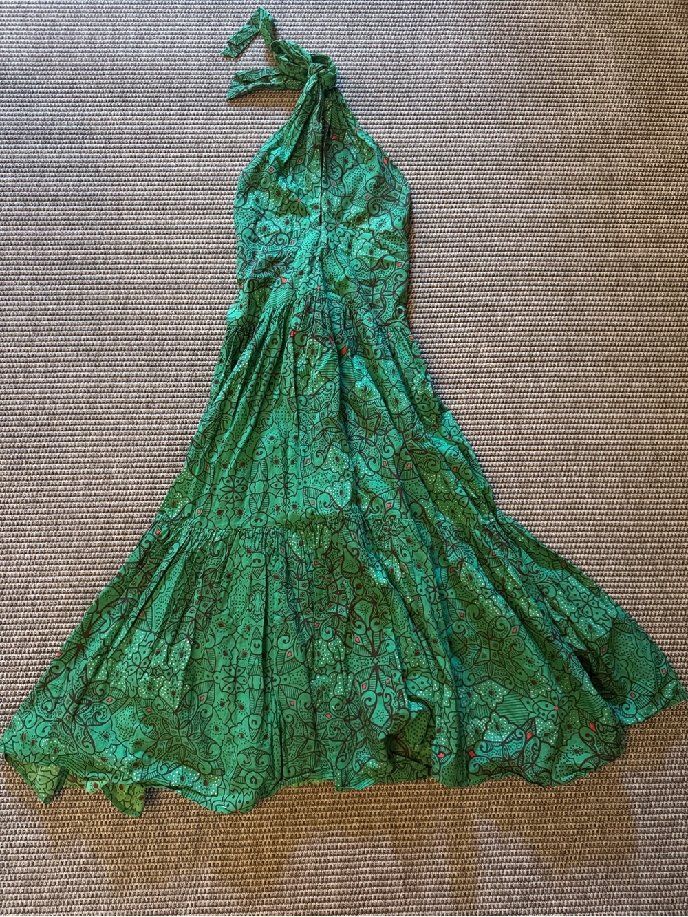 Ro’s Garden Henrietta dress. Green Halter Backless Dress - Perfect For Summer.